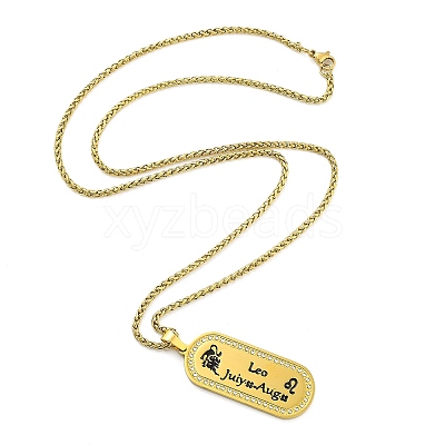 Constellation 304 Stainless Steel Micro Pave Clear Cubic Zirconia Wheat Chain Pendant Necklaces for Women Men LS-NJEW-U007-01B-1