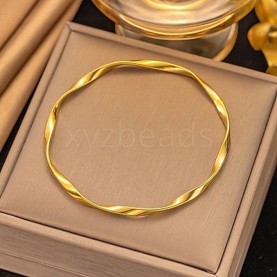 304 Stainless Steel Twisted Bangles for Women BJEW-Q040-07G-1