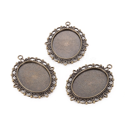 Tibetan Style Oval Pendant Cabochon Settings TIBE-473-AB-NR-1