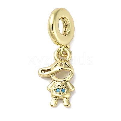 Rack Plating Brass Pave Cubic Zirconia European Dangle Charms X-KK-R163-08A-G-1