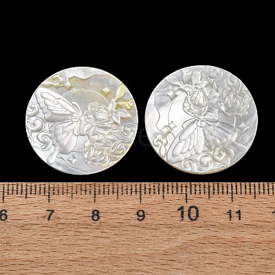 Natural White Shell Carved Cabochons SHEL-G024-01C-1