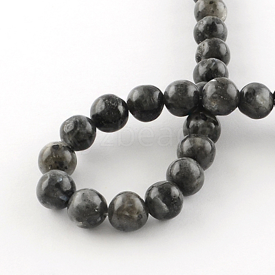 Natural Larvikite Round Beads Strands G-R342-8mm-09-1
