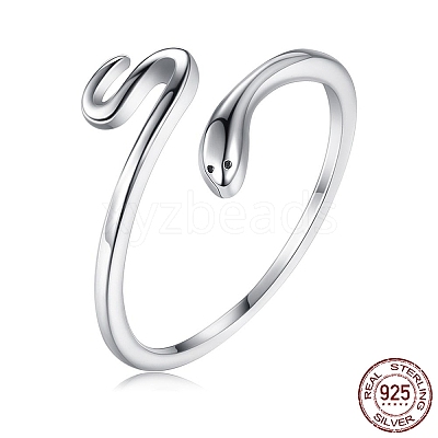 Anti-Tarnish Rhodium Plated 925 Sterling Silver Cuff Rings RJEW-BB56107-1