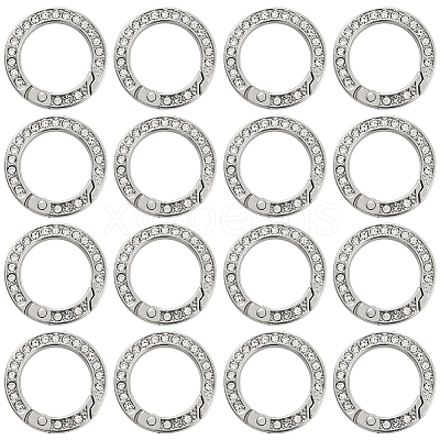 16Pcs Alloy Rhinestone Spring Gate Rings FIND-SP0004-52B-1