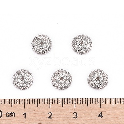Apetalous Half Round/Dome Brass Micro Pave Cubic Zirconia Bead Caps ZIRC-D062-P-1