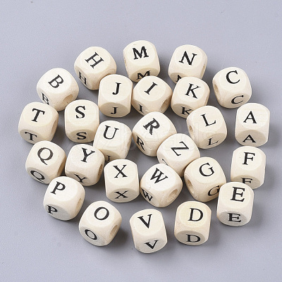 Printed Natural Wood Beads WOOD-T026-001-1