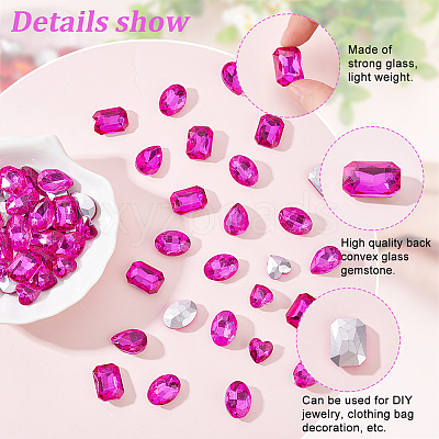 64Pcs 4 Style Glass Rhinestone Cabochons RGLA-FG0001-12-1