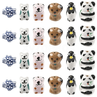 6Pcs 6 Styles Handmade Porcelain Beads PORC-YW0001-70-1
