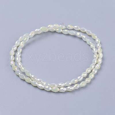 1 Strand Electroplate Glass Beads Strands X-EGLA-J013-4X6mm-F03-1