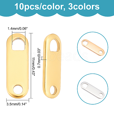 30Pairs 3 Colors Stainless Steel Chain Tabs STAS-AR0001-34-1