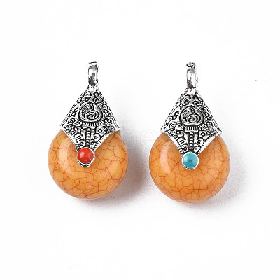 Tibetan Style Resin Pendants RESI-T022-16D-1