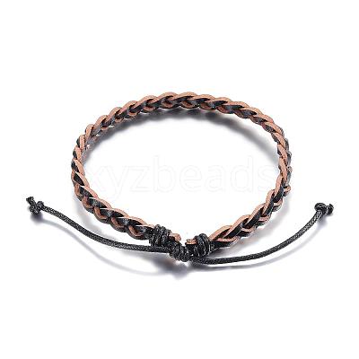 Adjustable Braided Leather Cord Bracelets BJEW-P099-21B-1