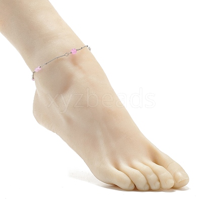 Natural Dyed White Jade & Malaysia Jade Anklets for Women AJEW-AN00476-1