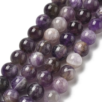 Round Natural Chevron Amethyst Bead Strands G-S380-01B-01-1