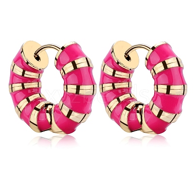 Enamel Striped Thick Hoop Earrings JE1110E-1