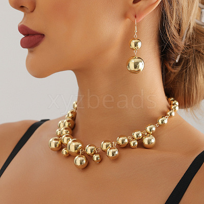 Alloy & Plastic Round Beads Link Chain Necklaces for Women WG2709A-01-1
