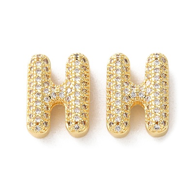 Rack Plating Brass Micro Pave Cubic Zirconia Slide Charms KK-C084-34G-H-1