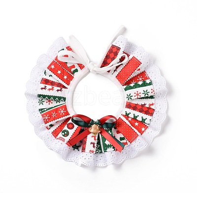 Cloth Pet's Christmas Lace Bandanas AJEW-D051-06A-1