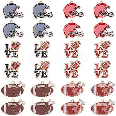 24Pcs 6 Style Alloy Enamel Pendants FIND-SC0009-07-1