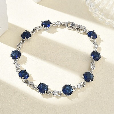 Brass Micro Pave Cubic Zirconia Link Cahin Bracelets for Women BJEW-A172-01P-1