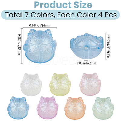 28Pcs 7 Colors Luminous Acrylic Beads OACR-PA0002-07-1