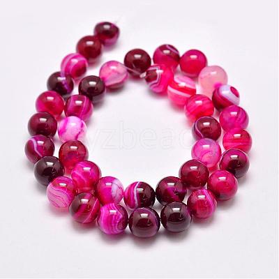 Natural Striped Agate/Banded Agate Bead Strands G-G962-12mm-01-1