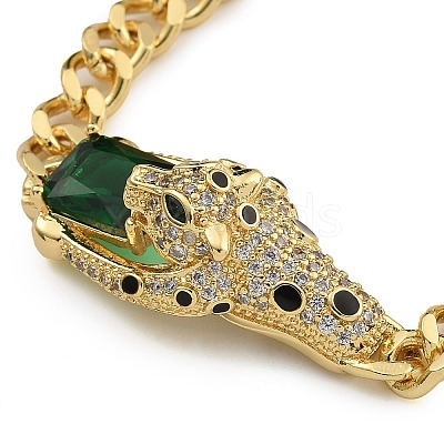 Brass Micro Pave Cubic Zirconia Link & Charm Bracelets BJEW-K261-09G-05-1