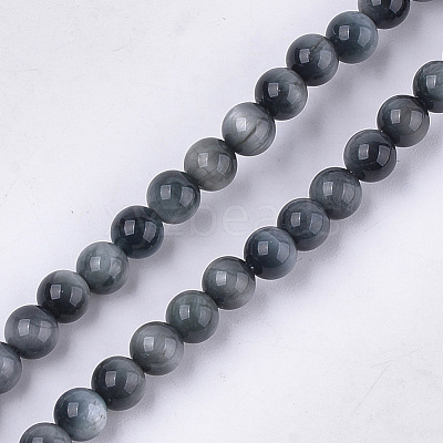 Natural Hawk's Eye Beads Strands G-S333-4mm-027-1