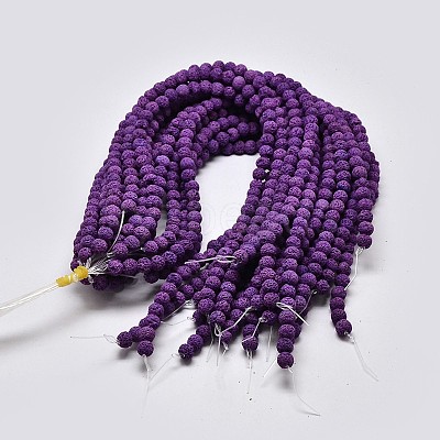 Natural Lava Rock Round Bead Strands X-G-I124-8mm-08-1