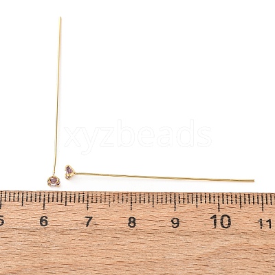 Brass Micro Pave Cubic Zirconia Stud Earring Findings CU-CBA4618-01G-07-1