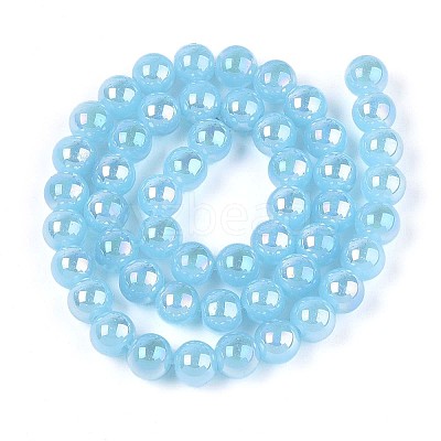 Electroplate Imitation Jade Glass Beads Strands GLAA-T032-J8mm-AB04-1