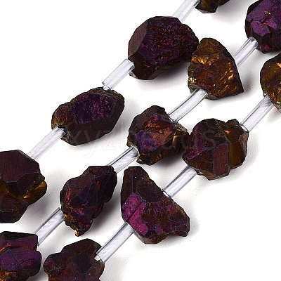 Electroplate Raw Rough Natural Amethyst Beads Strands G-Q610-06B-1