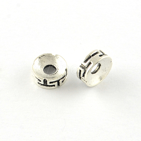 Flat Round Tibetan Style Alloy Spacers Beads X-TIBEB-Q066-06AS-LF-1