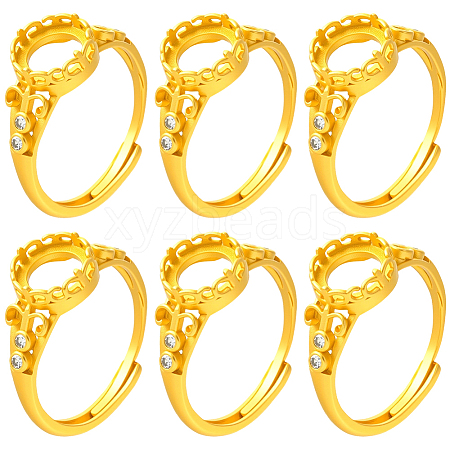 6Pcs Adjustable Brass Finger Rings Components KK-BBC0021-27-1