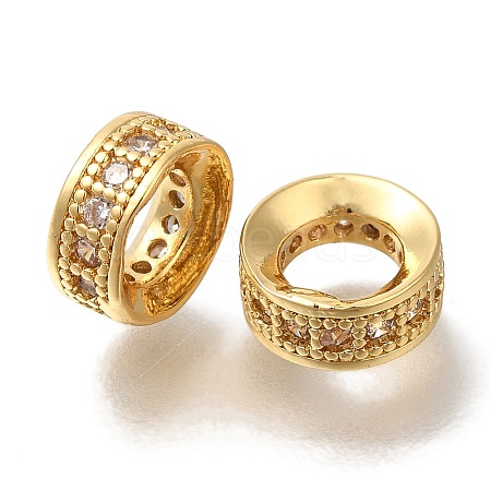 Brass Micro Pave Cubic Zirconia Eurpean Beads KK-K389-002G-1