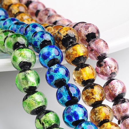 Glow in the Dark Luminous Style Handmade Silver Foil Glass Round Beads FOIL-I006-12mm-M-1