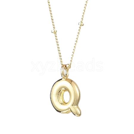 1Pc Initial Letter Brass Pendant Necklaces NJEW-YW0001-24Q-1