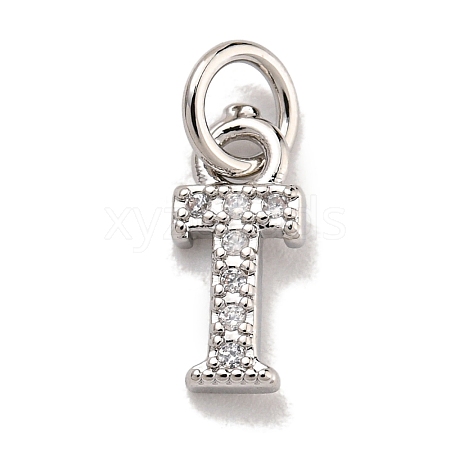 Initial Letter Brass with Cubic Zirconia Charms KK-Q814-26T-P-1