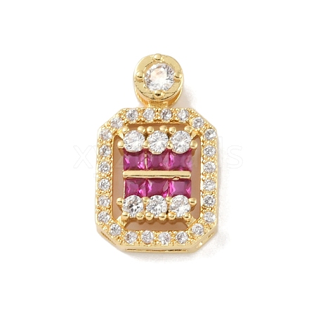 Rack Plating Brass Micro Pave Cubic Zirconia Pendants KK-A224-20G-01-1