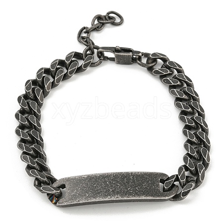 304 Stainless Steel Rectangle ID Cuban Link Chains for Men Women BJEW-G717-14B-1