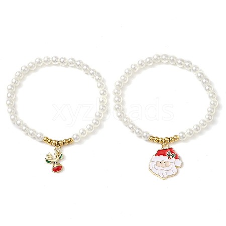 ABS Plastic Imitation Pearl Beads Stretch Bracelets BJEW-JB11112-1