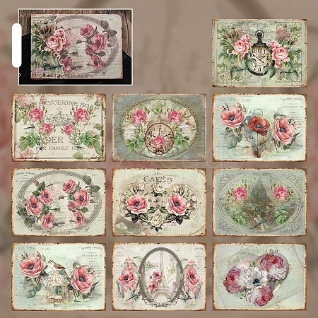 30Pcs Vintage Flower Paper Stickers PW-WGD2245-03-1