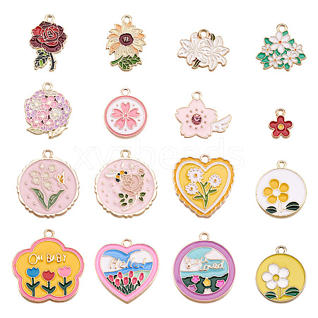 32Pcs 16 Style Alloy Enamel Pendants ENAM-TA0001-39-1