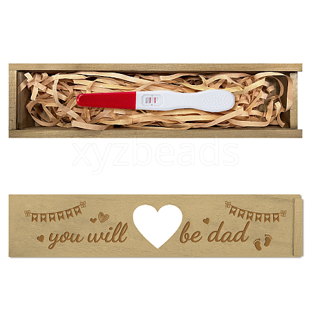 Rectangle Wooden Pregnancy Test Keepsake Box with Slide Cover CON-WH0102-003-1