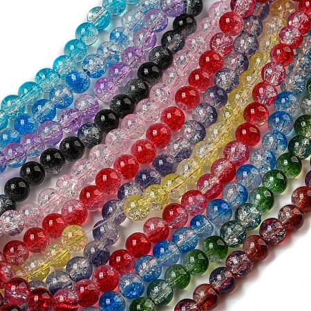 Transparent Crackle Baking Painted Glass Beads Strands DGLA-T003-01A-M-1