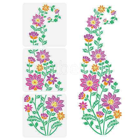 3Pcs 3 Styles PET Hollow Out Drawing Painting Stencils DIY-WH0394-0128-1