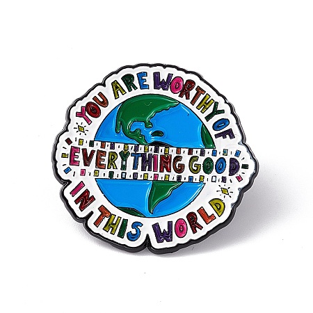 Colorful Word You Are Worthy of Everything Good In This World Enamel Pin JEWB-A005-07-03-1