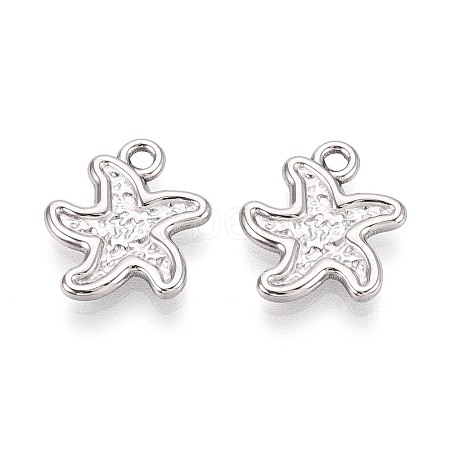 304 Stainless Steel Starfish Charms STAS-T067-52P-1
