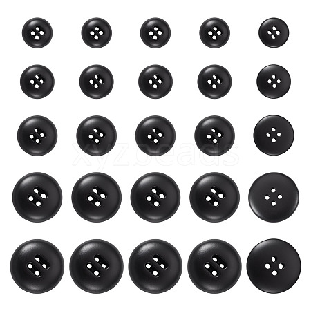 25Pcs 5 Styles 4-Hole Resin Buttons BUTT-TA0001-49-1