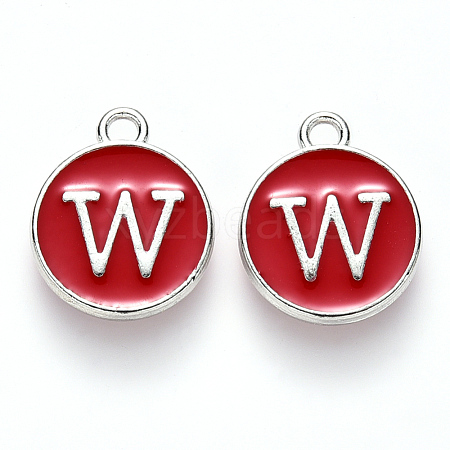 Platinum Plated Alloy Enamel Charms X-ENAM-S118-03W-P-1